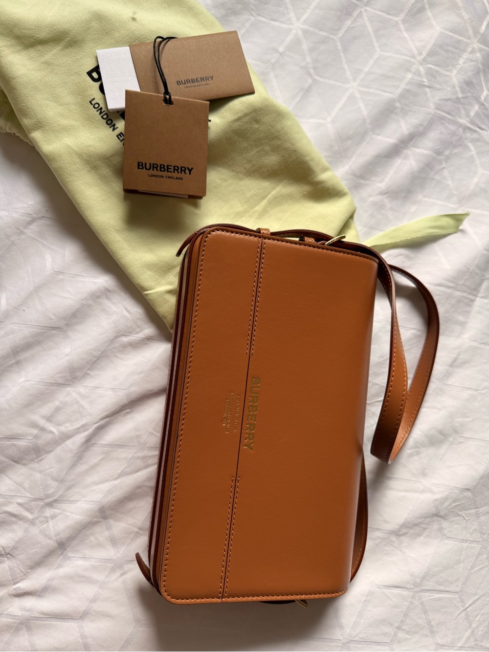 Burberry Cognac Brown Leather Camera Bag